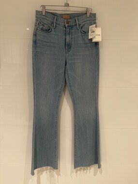 Mother Weekender Fray Light Wash High-Rise Straight Jeans (Size 27)